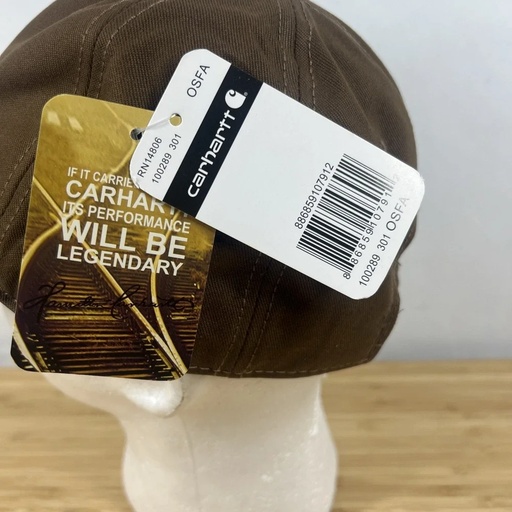 Carhartt 100289 Odessa Brown Leather Patch Hook Loop Adjustable Hat OSFA NWT
